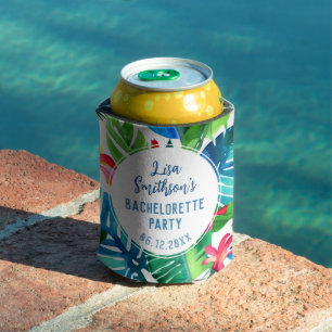 Tropisches Foliage Wasserfarbe Bachelorette Dosenkühler