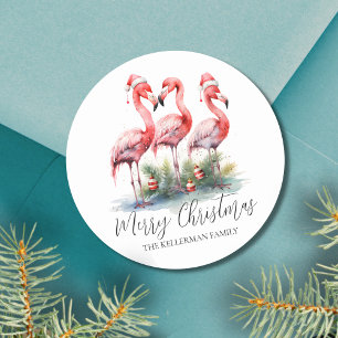 Tropisches Frohe Weihnachten Runder Aufkleber