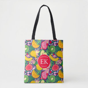 Tropisches Frucht-Monogramm-Wasserfarben-Sommer-Pa Tasche