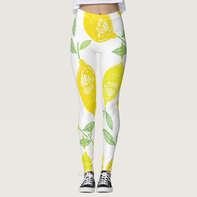 Tropisches Fruchtdoodle-Muster Leggings (Vorderseite)