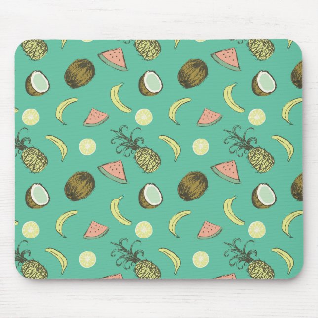 Tropisches Fruchtdoodle-Muster Mousepad (Vorne)