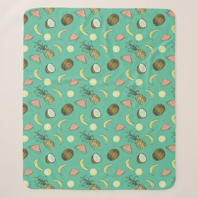 Tropisches Fruchtdoodle-Muster Sherpadecke (Vorderseite)