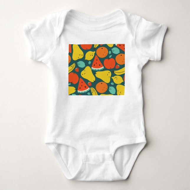 Tropisches Fruchtmuster Baby Strampler (Vorderseite)