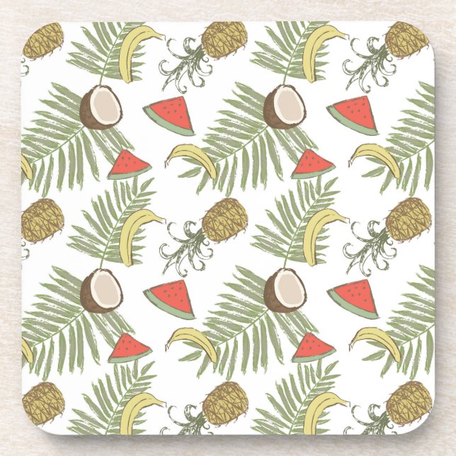 Tropisches Fruchtmuster Getränkeuntersetzer (Vorderseite)