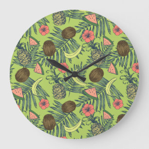 Tropisches Fruchtmuster Große Wanduhr