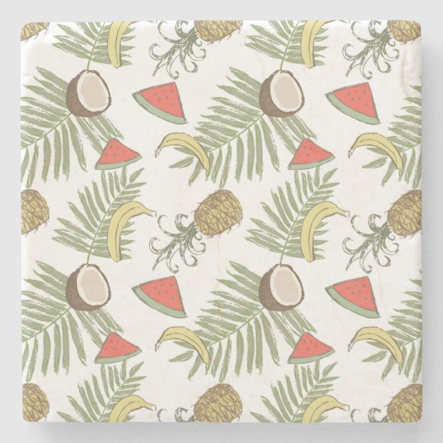Tropisches Fruchtmuster Steinuntersetzer (Vorderseite)