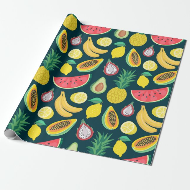 tropisches Fruchtnahtloses Muster Geschenkpapier (Ungerollt)