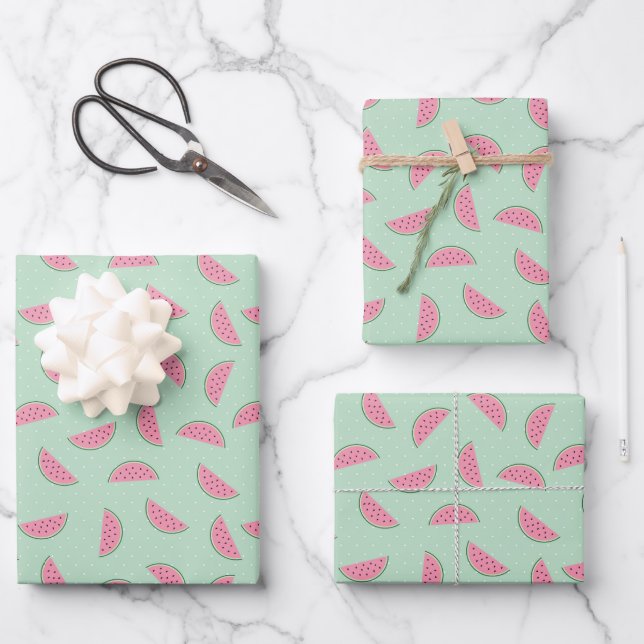 Tropisches Fruchtpaint Spritzer Muster Geschenkpapier Set (Vorderseite)