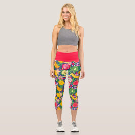 Tropisches Fruchtwasser Sommermuster Capri Leggings