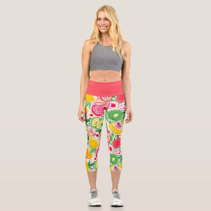 Tropisches Fruchtwasser Sommermuster Capri Leggings