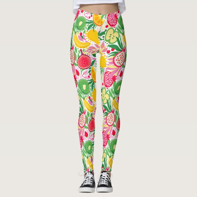 Tropisches Fruchtwasser Sommermuster Leggings (Vorderseite)