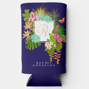 Tropisches Garten-Monogramm Navy Selters Dosenkühler