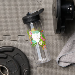 Tropisches Gartenmonogramm Trinkflasche