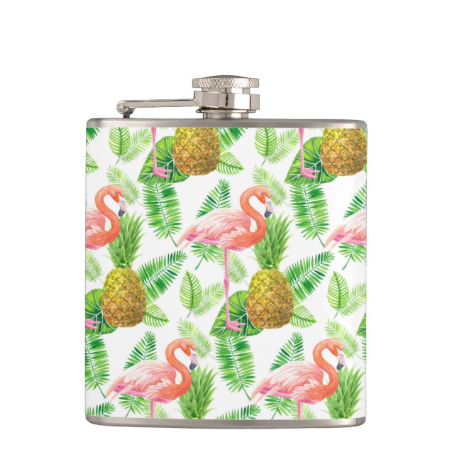 tropisches Gartenwassermuster Flachmann (Vorderseite)