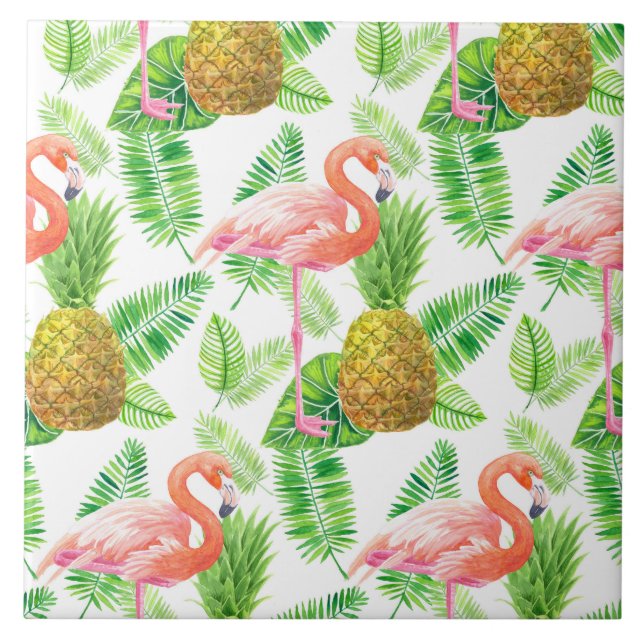 tropisches Gartenwassermuster Fliese (Vorderseite)