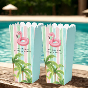 Tropisches Gastgeschenk   Flamingo und Streifen Geschenkschachtel