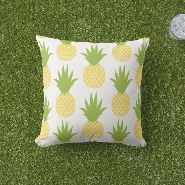 Tropisches Gelb- und Ananas-Muster Kissen Für Draußen (Golfball-Marker)