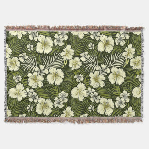 Tropisches Gelb und Grün Floral Decke