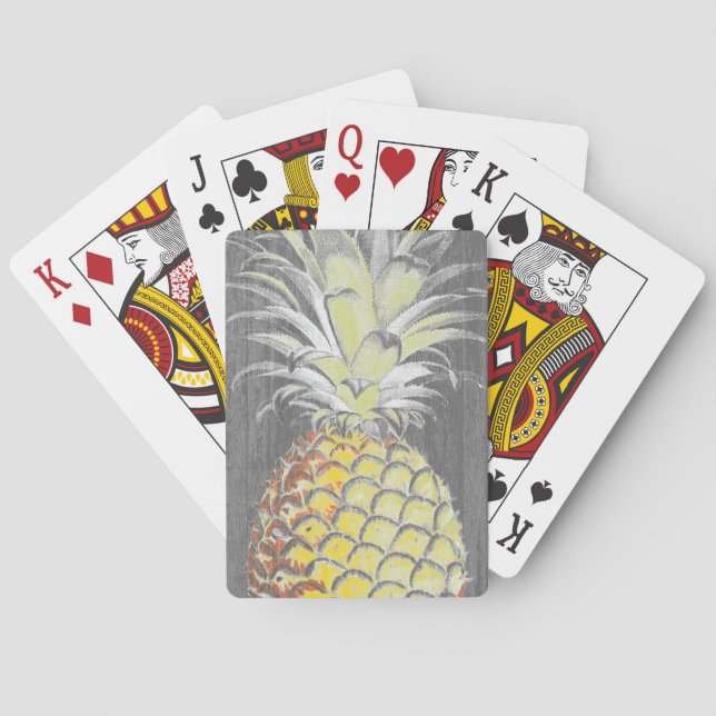 Tropisches gelbes Pinneapple auf Grau Spielkarten (Rückseite)