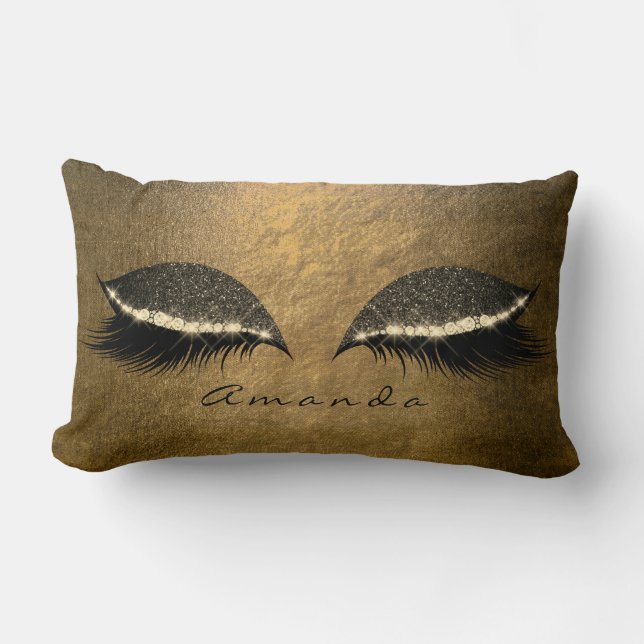 Tropisches Gelbfoxier-Gold-Glitzer-Makeup Lendenkissen (Vorderseite)