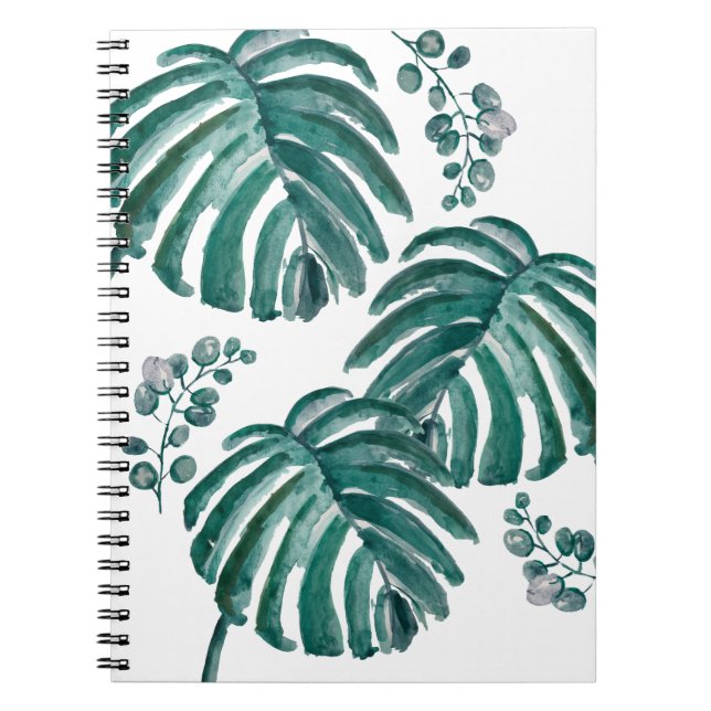 Tropisches Gemälde aus botanischem grünem Leaf Notizblock (Vorderseite)