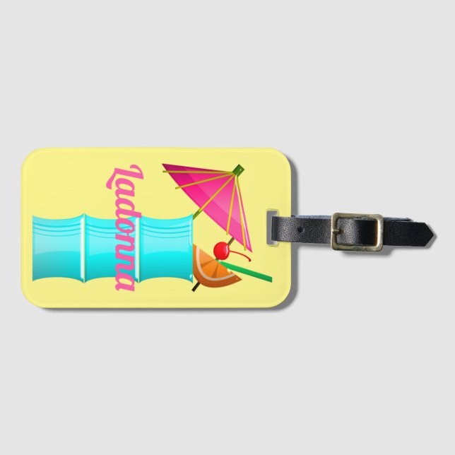 Tropisches Getränk farbenfroher Sommer Hawaii Cock Gepäckanhänger (Vorderseite (Horizontal))