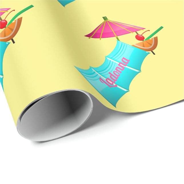 Tropisches Getränk farbenfroher Sommer Hawaii Cock Geschenkpapier (Rolleneckpunkt)
