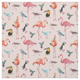 Tropisches Gewebe der Flamingo-Vogel- Stoff