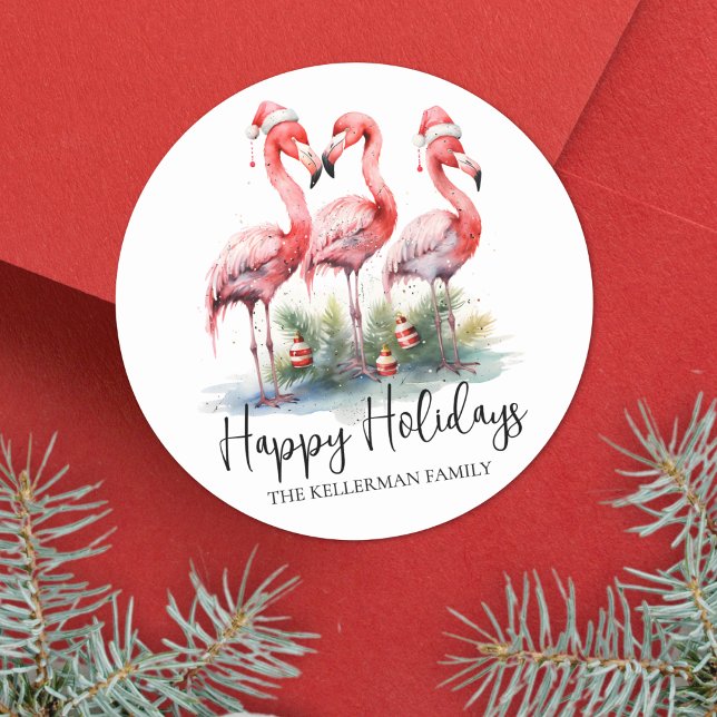 Tropisches Glück Runder Aufkleber (Tropical Happy Holidays Classic Round Sticker )