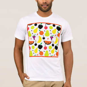Tropisches Glühneon Fruchtmuster T-Shirt