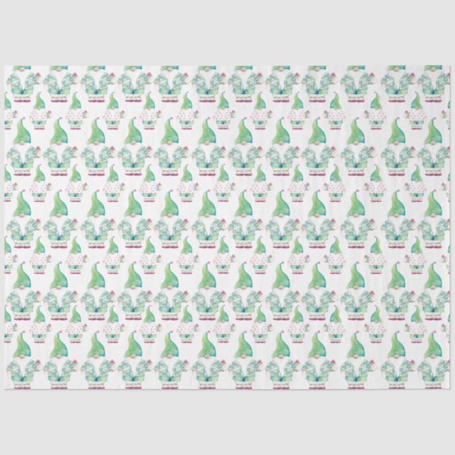 Tropisches Gnome Niedliches Muster Wasserfarbe Seidenpapier (Vorderseite)
