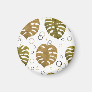Tropisches Gold: Monstera-Blatt Aquarell Magnet