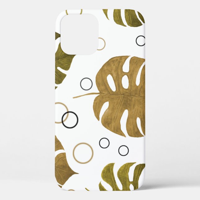 Tropisches Gold: Monstera Leaf Wasserfarbe Case-Mate iPhone Hülle (Rückseite)