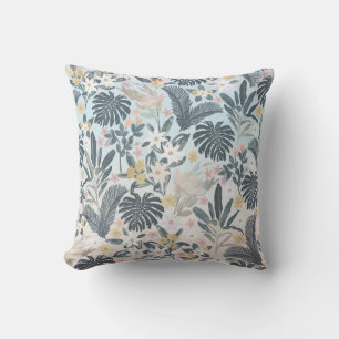 Tropisches Grau Gold Foliage Blumenmuster Kissen