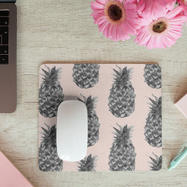 Tropisches Graues und rosa Ananas Nahtloses Muster Mousepad