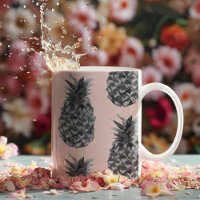 Tropisches Graues und rosa Ananas Nahtloses Muster