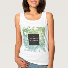 Tropisches Grün/Aqua Glitzer Palmen T-Shirt