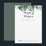 Tropisches Grün Weiße Hochzeiten Worte der Weishei Hinweiskarte<br><div class="desc">Diese weiße,  tropische Grün-Hochzeitskarte ist perfekt für eine rustikale Hochzeit. Die Einrichtung besteht aus grünen Palmenbouquets mit hübschen weißen Blume. Diese Karten sind ideal für Hochzeiten,  Brautparty,  Babydusche,  Graduiertenfest u.v.m. Personalisieren Sie die Karten mit den Namen der Braut und Bräutigam,  den Eltern,  die Sie werden oder Absolvent.</div>