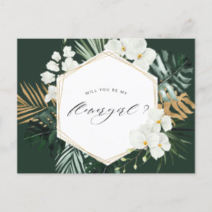 Tropisches Grün wird meine Blume Girl Card sein Einladungspostkarte