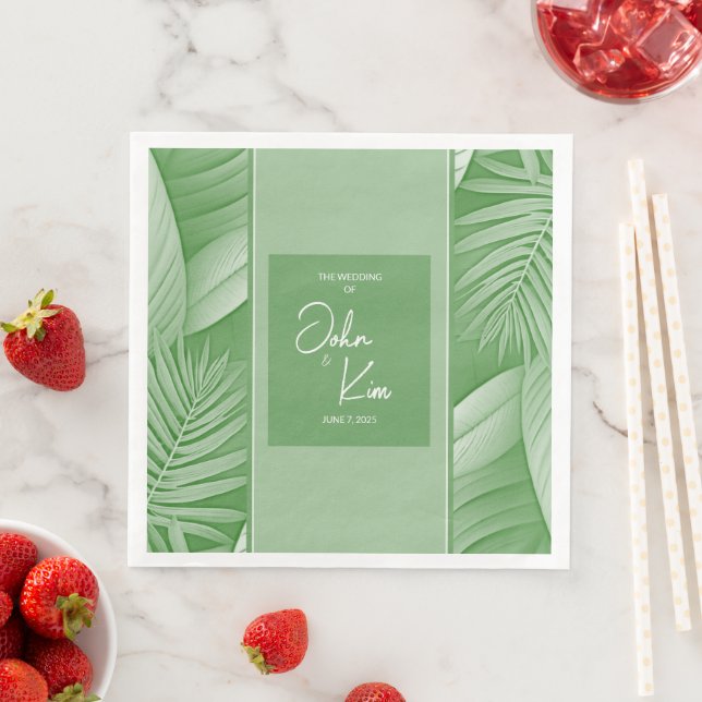 Tropisches Grüne Hochzeitspapier Napkin Serviette (Beispiel)