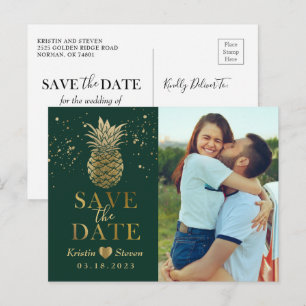 Tropisches grünes Ananas-Foto Save the Date Postkarte