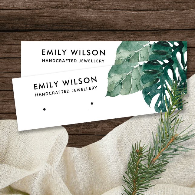 TROPISCHES GRÜNES MOSTERA FAUNA STUD EARRING DISPL MINI VISITENKARTE (Von Creator hochgeladen)