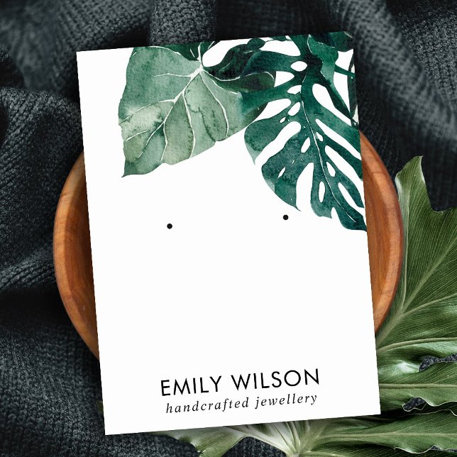 TROPISCHES GRÜNES MOSTERA FAUNA STUD EARRING DISPL VISITENKARTE (Von Creator hochgeladen)