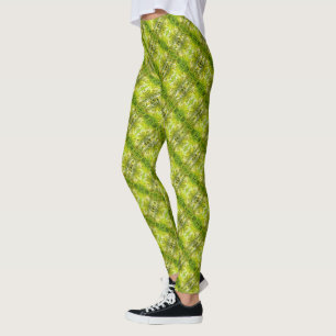 Tropisches grünes Palmblatt-Diagonalmuster Leggings