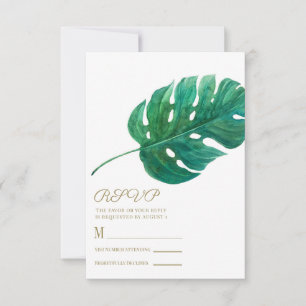 Tropisches grünes Palmblatt Hawaiianische Hochzeit RSVP Karte