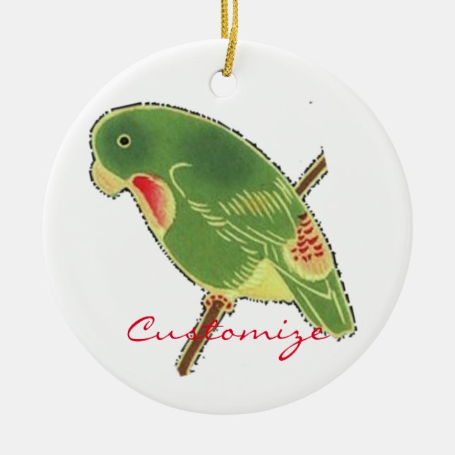 Tropisches grünes Parakeet Thunder_Cove Keramik Ornament (Vorne)