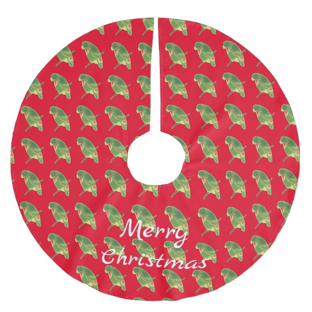 Tropisches grünes Parakeet Thunder_Cove Polyester Weihnachtsbaumdecke (Vorderseite)