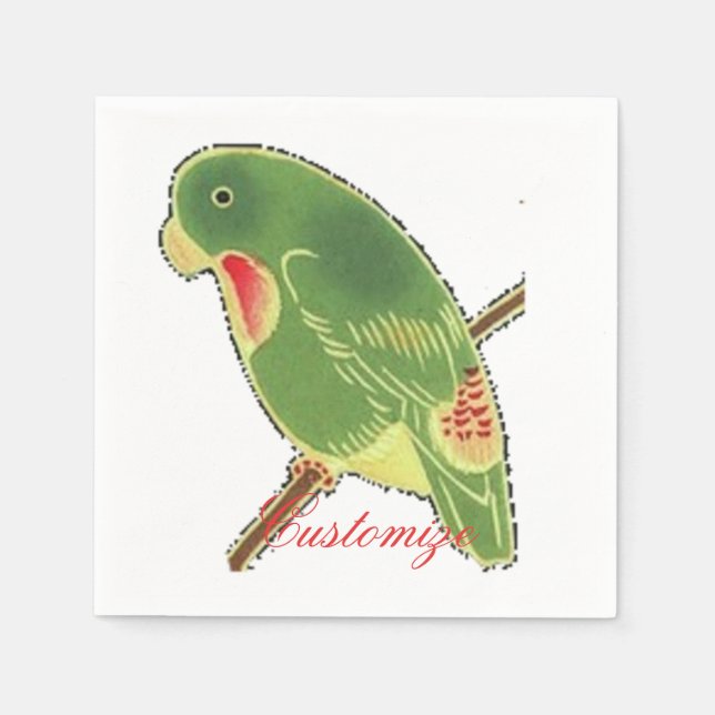 Tropisches grünes Parakeet Thunder_Cove Serviette (Vorderseite)
