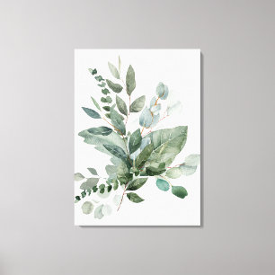 Tropisches Grünes Salbei-Eukalyptus-Blumenstrauß Leinwanddruck