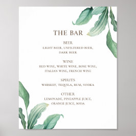 Tropisches Grünpflanzen Hochzeitsalkoholgetränke Poster